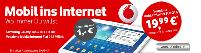 Vodafone MobileInternet Flat 21,6 fr nur 19,99 Euro nur noch bis zum 31.01.2014 
