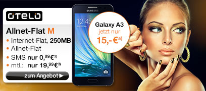 Samsung A300F Galaxy A3 (midnight-black) mit Allnet-Flat M Vertrag von otelo