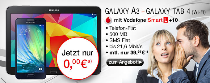 Samsung A300F Galaxy A3 (midnight-black) mit Galaxy Tab 4 10.1 16 GB