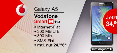 Samsung A500F Galaxy A5 (midnight-black) mit Smart M +5 Vertrag von Vodafone