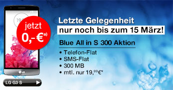 LG G3 s, metallic black mit Blue All-in S Aktion 300 MB Vertrag von o2