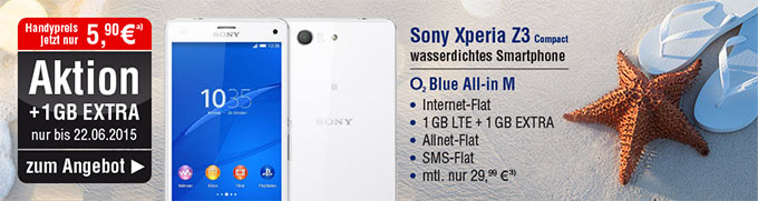 Sony Xperia Z3 Compact, weiß mit Blue All-in M Vertrag von o2