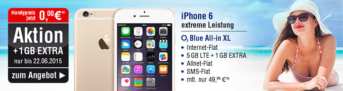 Apple iPhone 6 16GB, gold mit Blue All-in XL Vertrag von o2
