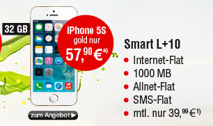 Apple iPhone 5S 32GB, gold mit Smart L +10 Vertrag