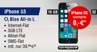 Apple iPhone 5S 16GB, Spacegrau mit Blue All-in L Vertrag von o2