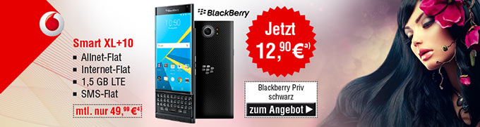 Blackberry Priv, schwarz mit Smart XL +10 Vertrag von Vodafone