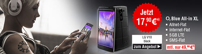 LG V10, 32GB, black mit Blue All-in XL Vertrag von o2