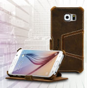 MANNA UltraSlim Universal-Schutztasche für Samsung Galaxy S6, Braun