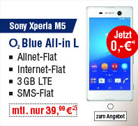 Sony Xperia M5, weiß mit Blue All-in L Vertrag von o2