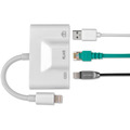  4smarts 3in1 Hub Lightning auf Ethernet, USB Typ-A und Lightning wei