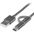 4smarts Micro-USB & USB Typ-C Kabel ComboCord 2m textil - grau