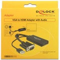  DeLock Adapter VGA + Audio zu HDMI mit Kabel schwarz