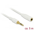 DeLock Kabel Klinke 3 Pin Verlängerung 3,5 mm Stecker > Buchse 5,0 m weiß