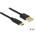 DeLock Kabel USB 2.0 Typ-A Stecker > Type-C 2.0 Stecker 4,0 m schwarz