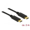 DeLock Kabel USB 2.0 USB Type-C Stecker > USB Type-C Stecker 2,0 m schwarz 5 A