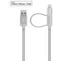 Kanex Premium Charge/Sync Combo-Kabel - Lightning & Micro-USB auf USB-A - 1.20m - silber