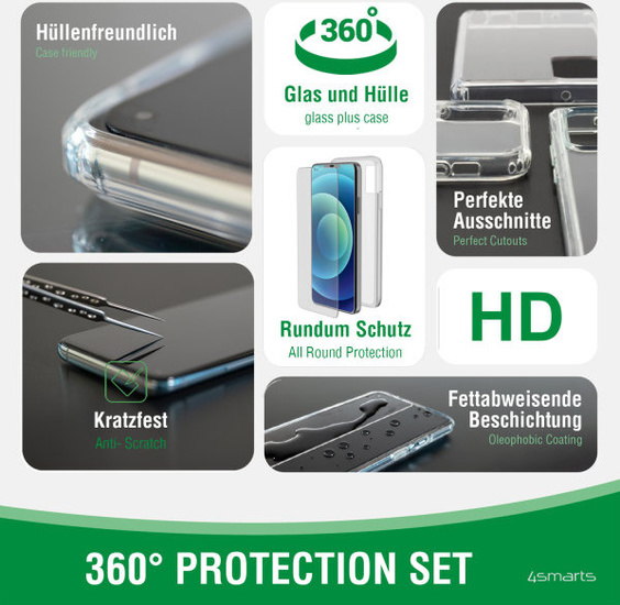4smarts 360 Starter Set mit X-Pro Clear Glas+Clear Hlle Samsung Galaxy A23/5G -
