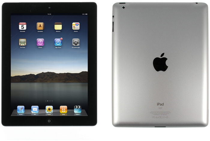 Apple iPhone 4s, 16GB, schwarz (NB) + iPad 2 Wi-Fi 16 GB, schwarz - iPad2 Vorder- und Rckseite auf einen Blick