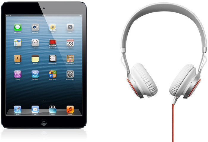 Apple iPad mini 16GB (LTE/UMTS), schwarz + Jabra Stereo Headset REVO, wei