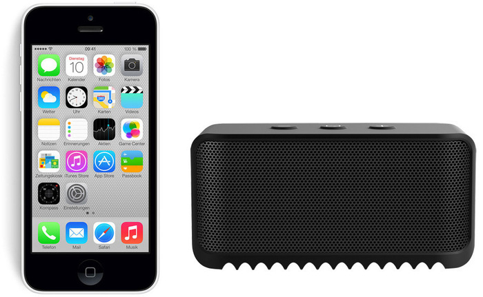 Apple iPhone 5C, 16GB, wei (Telekom) + Jabra Bluetooth Lautsprecher Solemate mini, schwarz