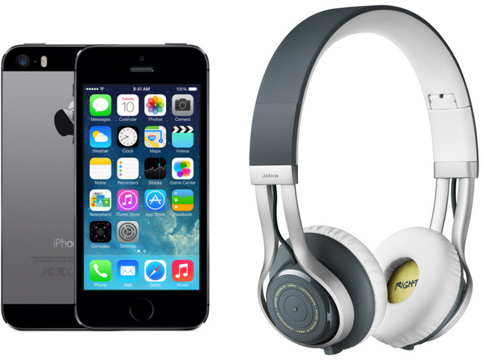 Apple iPhone 5s, 16GB, spacegrau (Telekom) + Jabra REVO WIRELESS, grau
