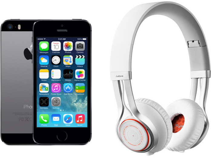 Apple iPhone 5s, 16GB, spacegrau (Telekom) + Jabra REVO WIRELESS, wei
