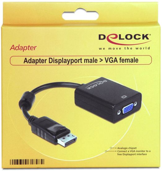 DeLock Adapter Displayport 1.2 Stecker > VGA Buchse schwarz -