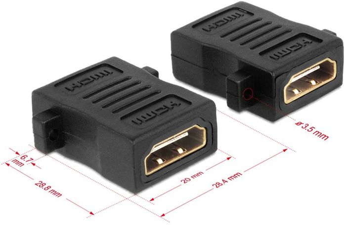 DeLock Adapter HDMI-A Buchse > A Buchse mit Schraubanschluss -