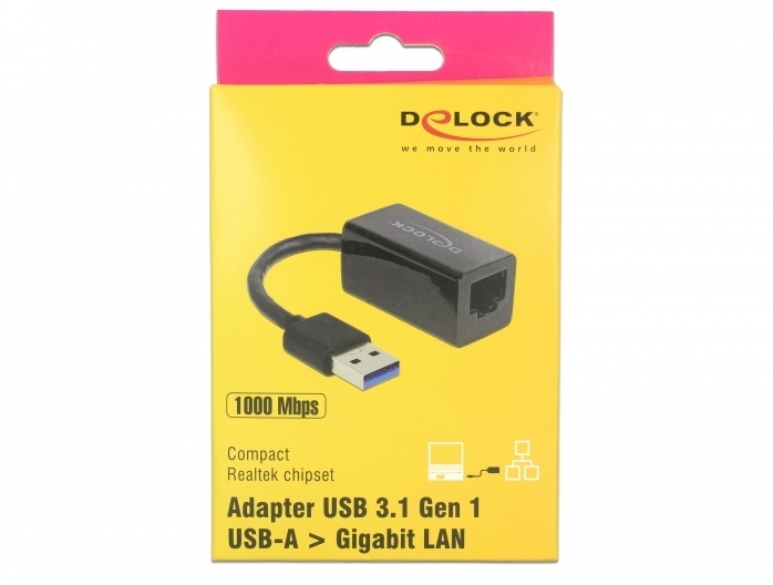 DeLock Adapter USB 3.0 Typ-A > 1 x Gigabit LAN RJ45 kompakt schwarz -