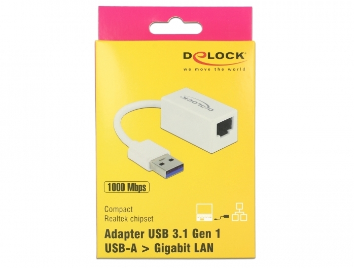 DeLock Adapter USB 3.0 Typ-A > 1 x Gigabit LAN RJ45 kompakt wei -