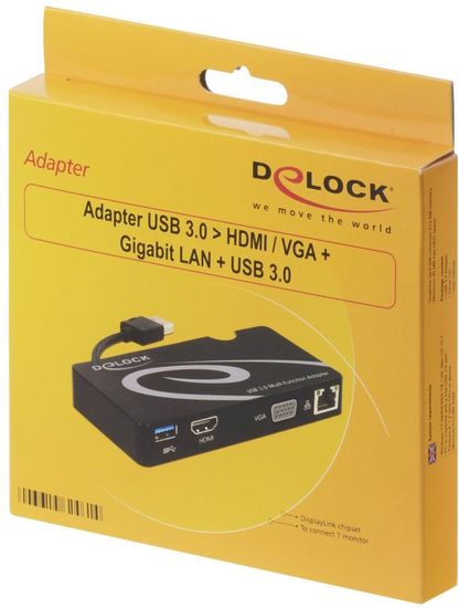 DeLock Adapter USB 3.0 zu HDMI + VGA + Gigabit -
