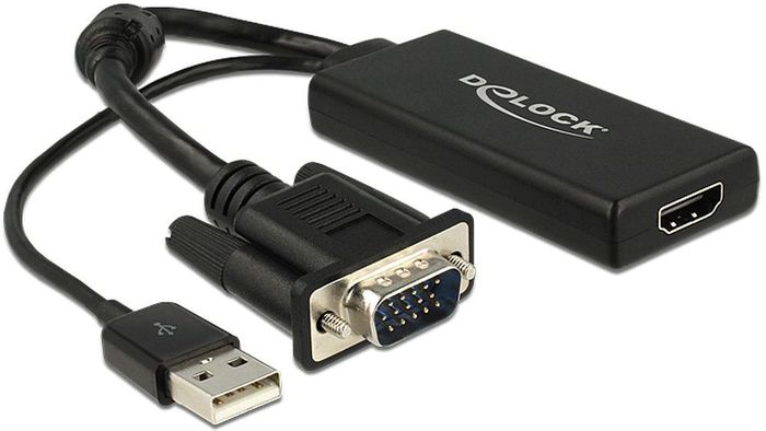 DeLock Adapter VGA + Audio zu HDMI mit Kabel schwarz