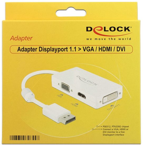 DeLock Adapterkabel DisplayPort 1.1 Stecker > VGA/HDMI/DVI -