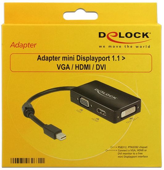 DeLock Adapterkabel mini DisplayPort 1.1 St. > VGA/HDMI/DVI -