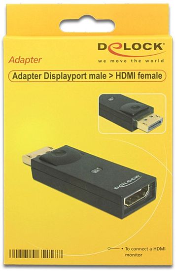 DeLock Adpater Displayport Stecker > HDMI Buchse schwarz -