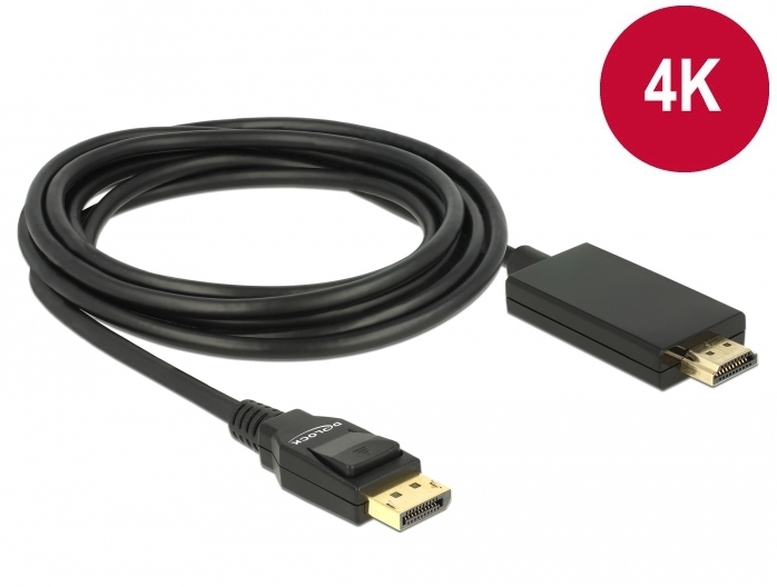 DeLock Kabel Displayport 1.2 Stecker > HDMI-A Stecker 3 m schwarz 4K -