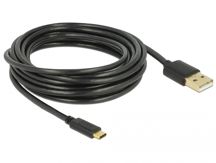 DeLock Kabel USB 2.0 Typ-A Stecker > Type-C 2.0 Stecker 4,0 m schwarz -