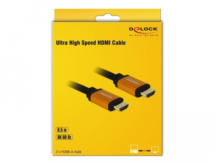 DeLock Ultra High Speed HDMI Kabel 48 Gbps 8K 60 Hz 0,5 m -