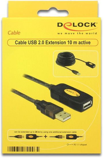 DeLock USB 2.0 Kabel, Verlngerung aktiv 10m -