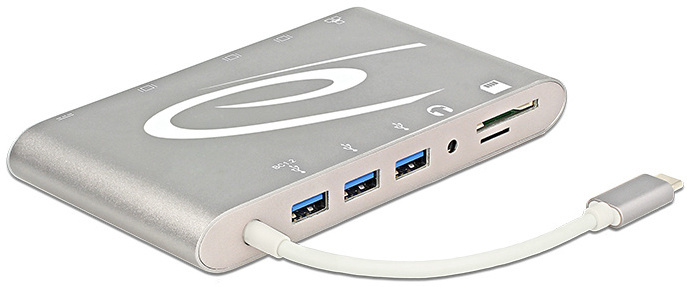 DeLock USB Type-C 3.1 Dockingstation 4K 30 Hz silbergrau -
