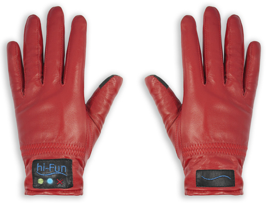 hi-Fun Bluetooth Leder-Handschuhe Hi-Call M, rot