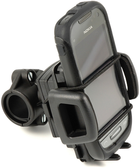 HR Auto-Comfort Handy-Universalhalter Fahrradset - Beispiel mit Nokia C7-00 in Otterbox Commuter