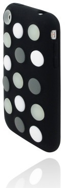 Incipio dotties fr iPhone 3G, schwarz mit grau-weien Punkten - Rckseite Designbeispiel