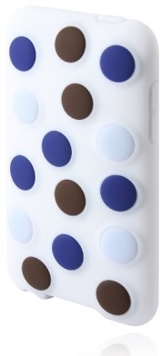 Incipio dotties fr iPod touch 2G / 3G, wei mit blau-schokobraunen Punkten -