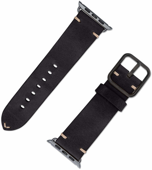 JT Berlin Watchband Alex Vintage | Apple Watch Ultra/42/44/45mm | schwarz - Aluminium grau | M/L | 10710 -