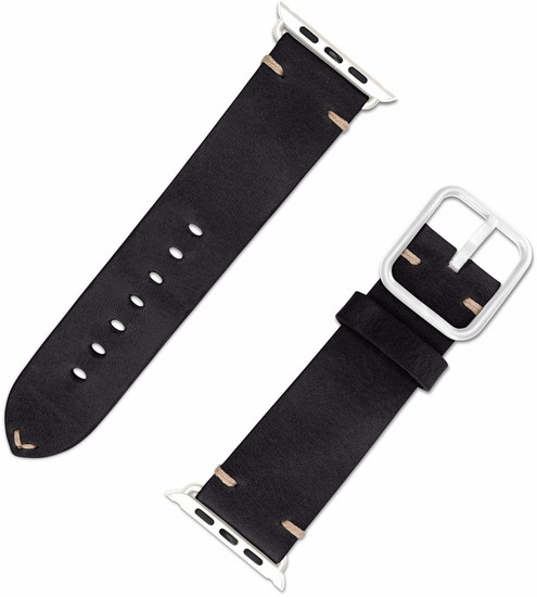 JT Berlin Watchband Alex Vintage | Apple Watch Ultra/42/44/45mm | schwarz - Aluminium silber | M/L | 10709 -