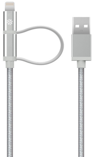 Kanex Premium Charge/Sync Combo-Kabel - Lightning & Micro-USB auf USB-A - 1.20m - silber -