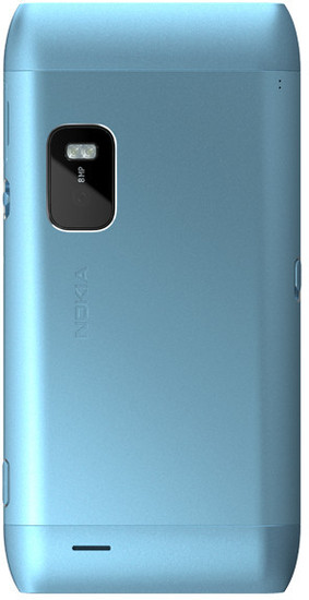 Nokia E7 Communicator, blau - Rckseit mit 8 MP Kamera