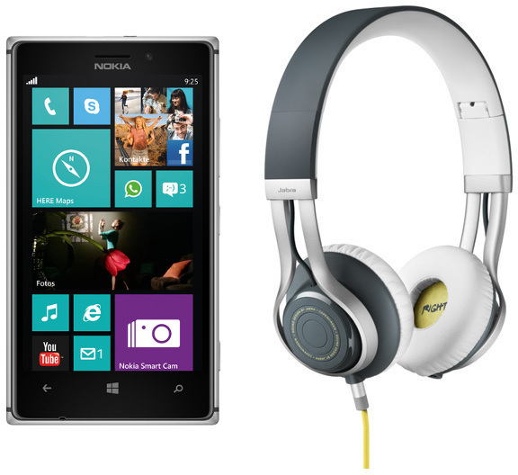 Nokia Lumia 925, grau (Telekom) + Jabra Stereo Headset REVO, grau