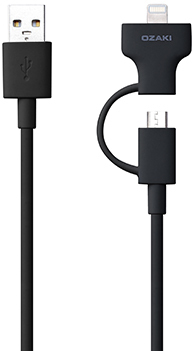 Ozaki O!Tool Combo Cable (Lightning & Micro-USB), schwarz